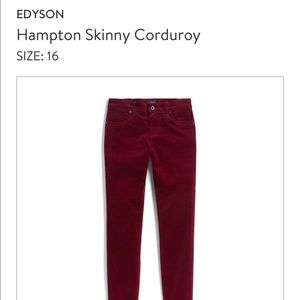 Stitchfix Hampton skinny corduroy 16 EUC